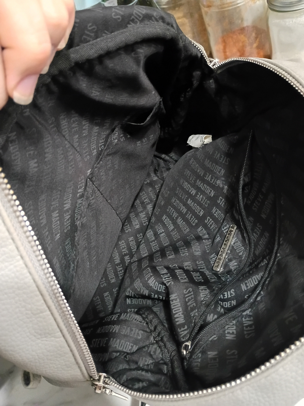Steve Madden Black Duffel Bag with Branded Lining